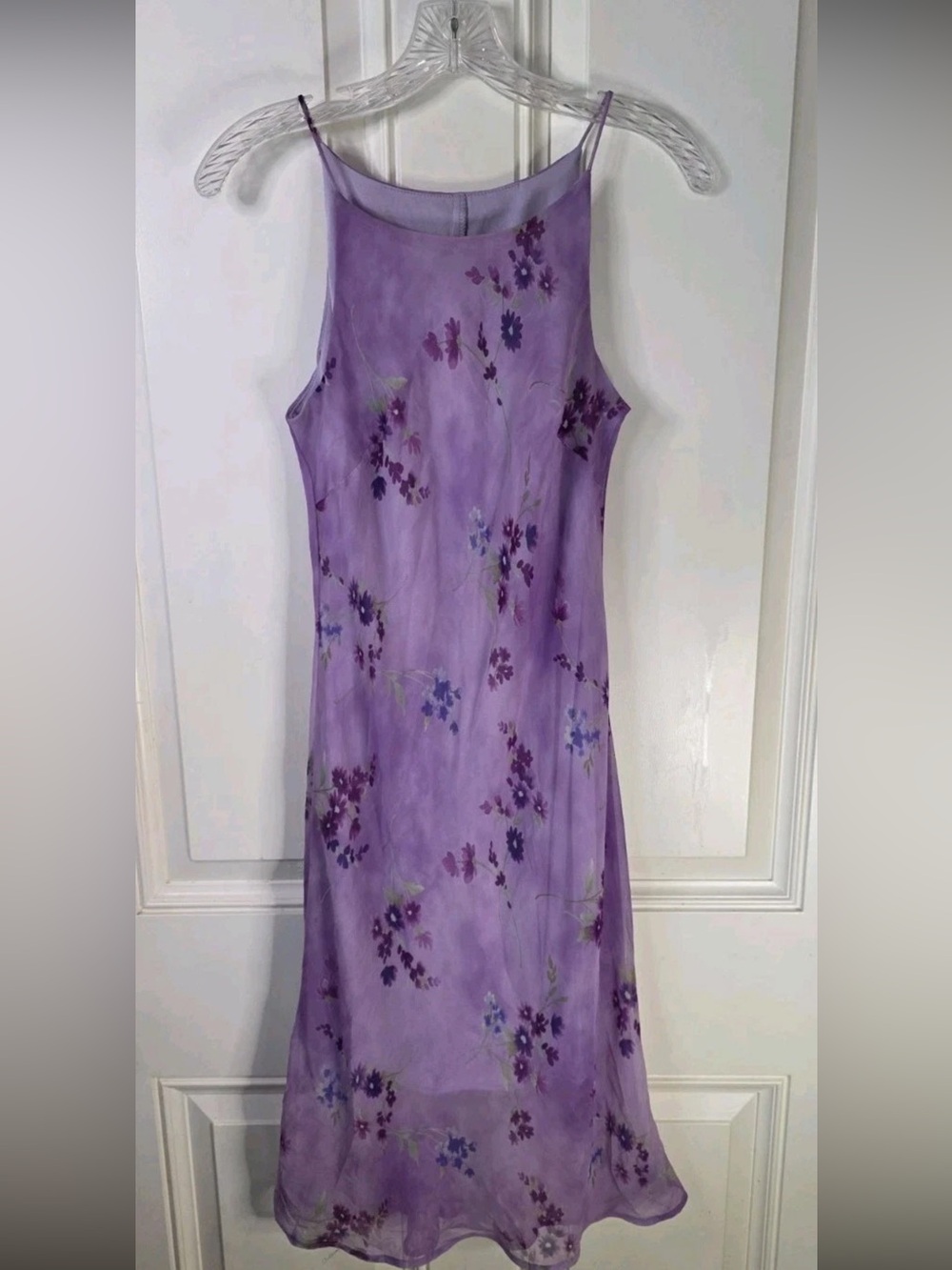 Vintage Lavender Floral Slip Dress Sheer Overlay Dress Y2K Cottagecore Fairycore